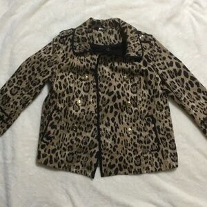 White House Black Market Leopard Print Pea Coat